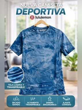 lululemon athletica Blue Tie-Dye Short Sleeve Tee